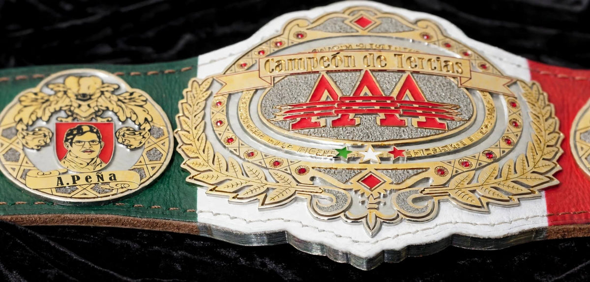 Buy AAA Campeon de Tercias belt 4mm zinc lucha libre trios championship leather strap