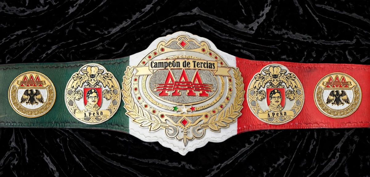 AAA Trios title belt Mexican champion replica 4mm zinc Antonio Pena memorial edition
