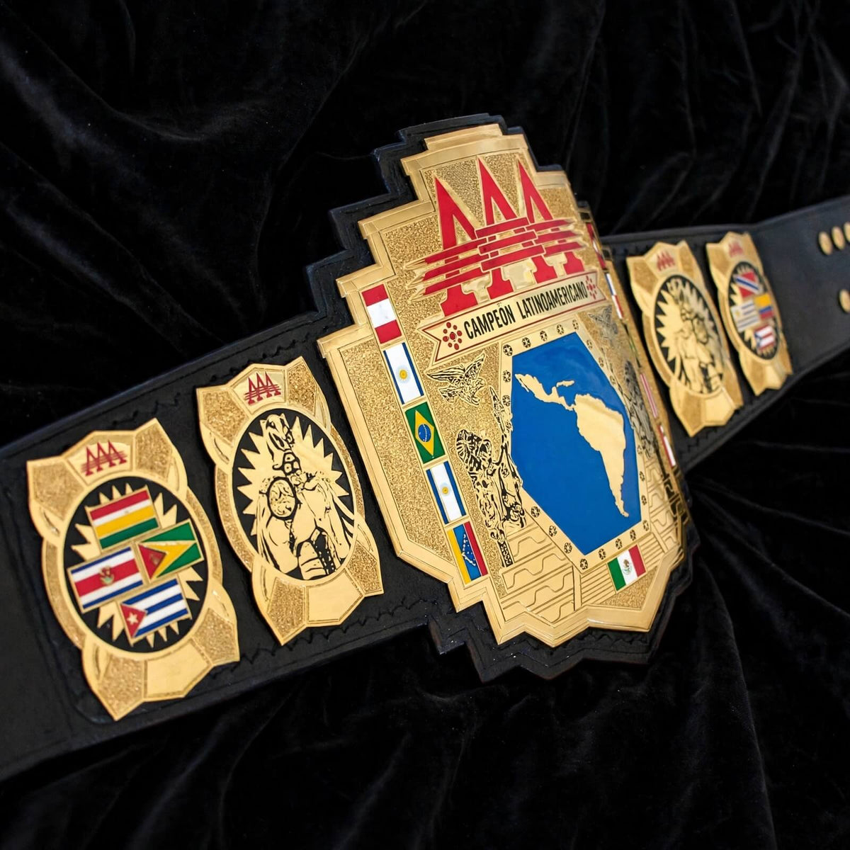 AAA Campeon Latinoamericano wrestling title belt 4mm zinc adult size championship replica lucha libre