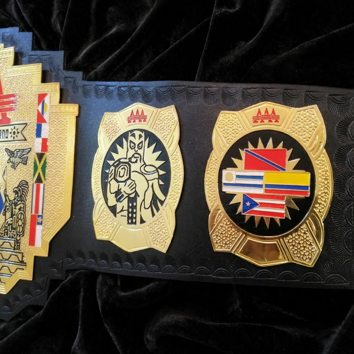 AAA Campeon Latinoamericano wrestling title belt adult size genuine leather lucha libre replica