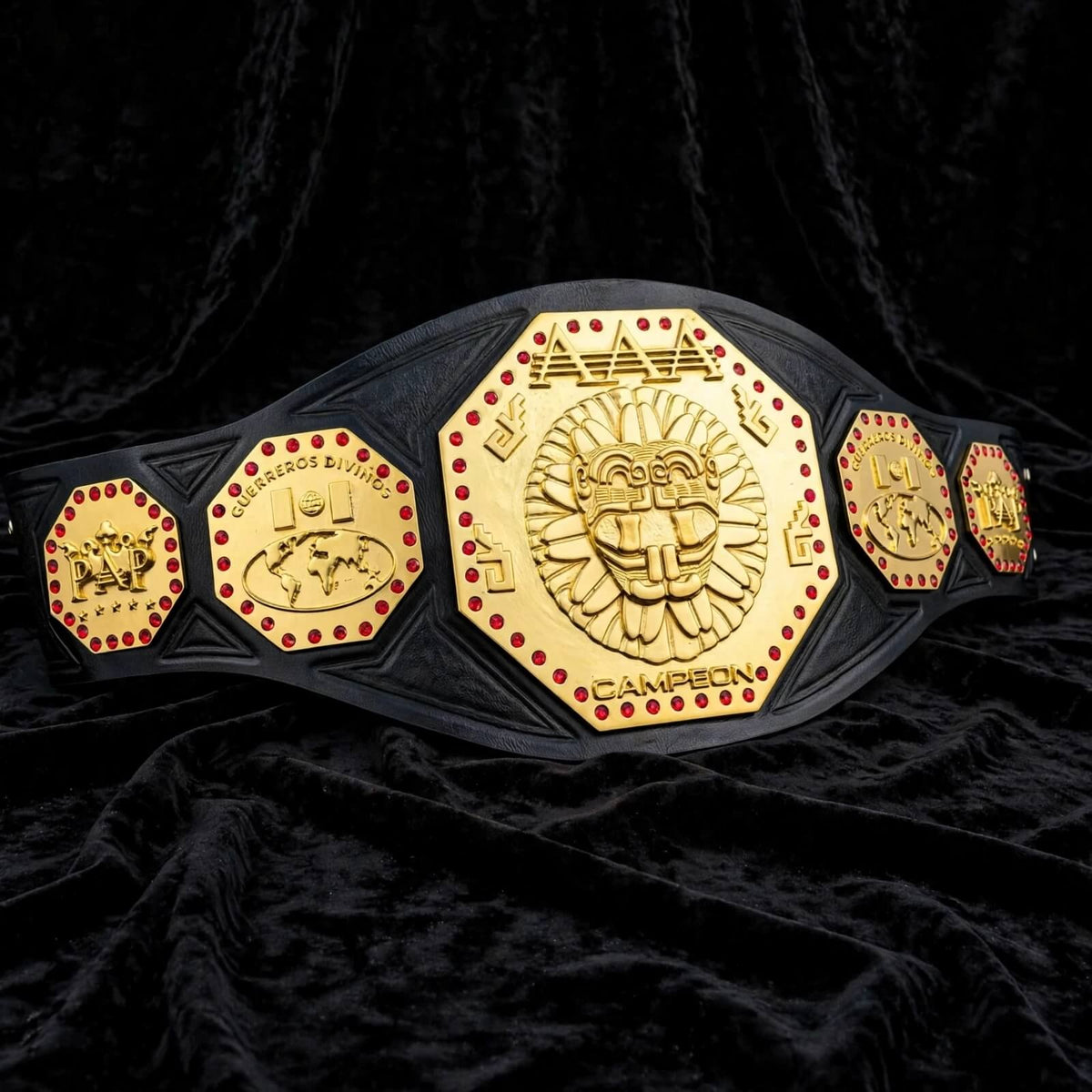 AAA Mega Championship Replica Belt on Genuine Black Leather Strap Adult Size